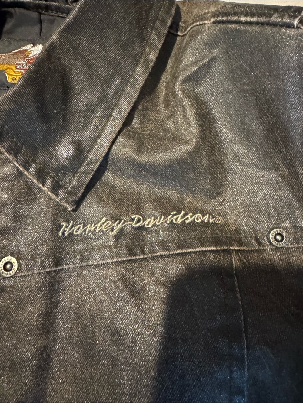 Authentic Harley-Davidson Black Jacket with Embroidered Eagle Patch - Picture 7 of 7